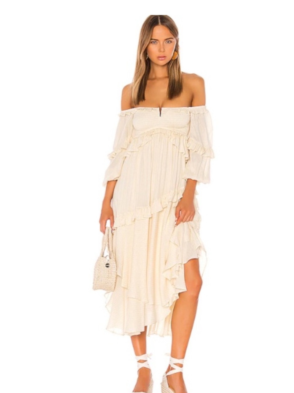 🆕✨ SPELL Clementine Cream Off-Shoulder Dress